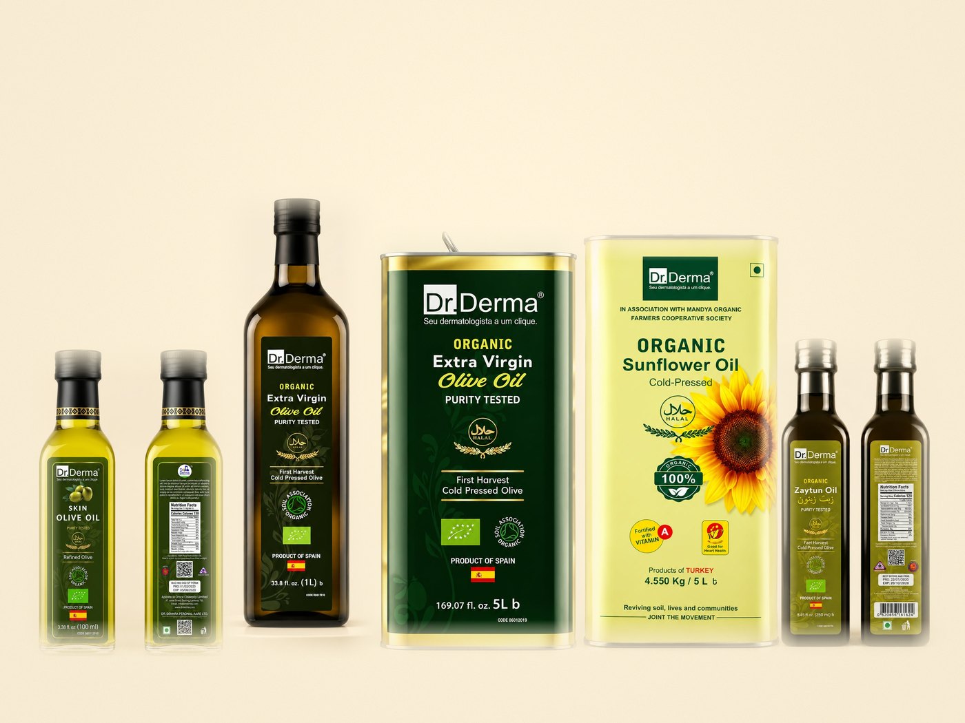 Dr. Derma olive oil and sunflower oil range