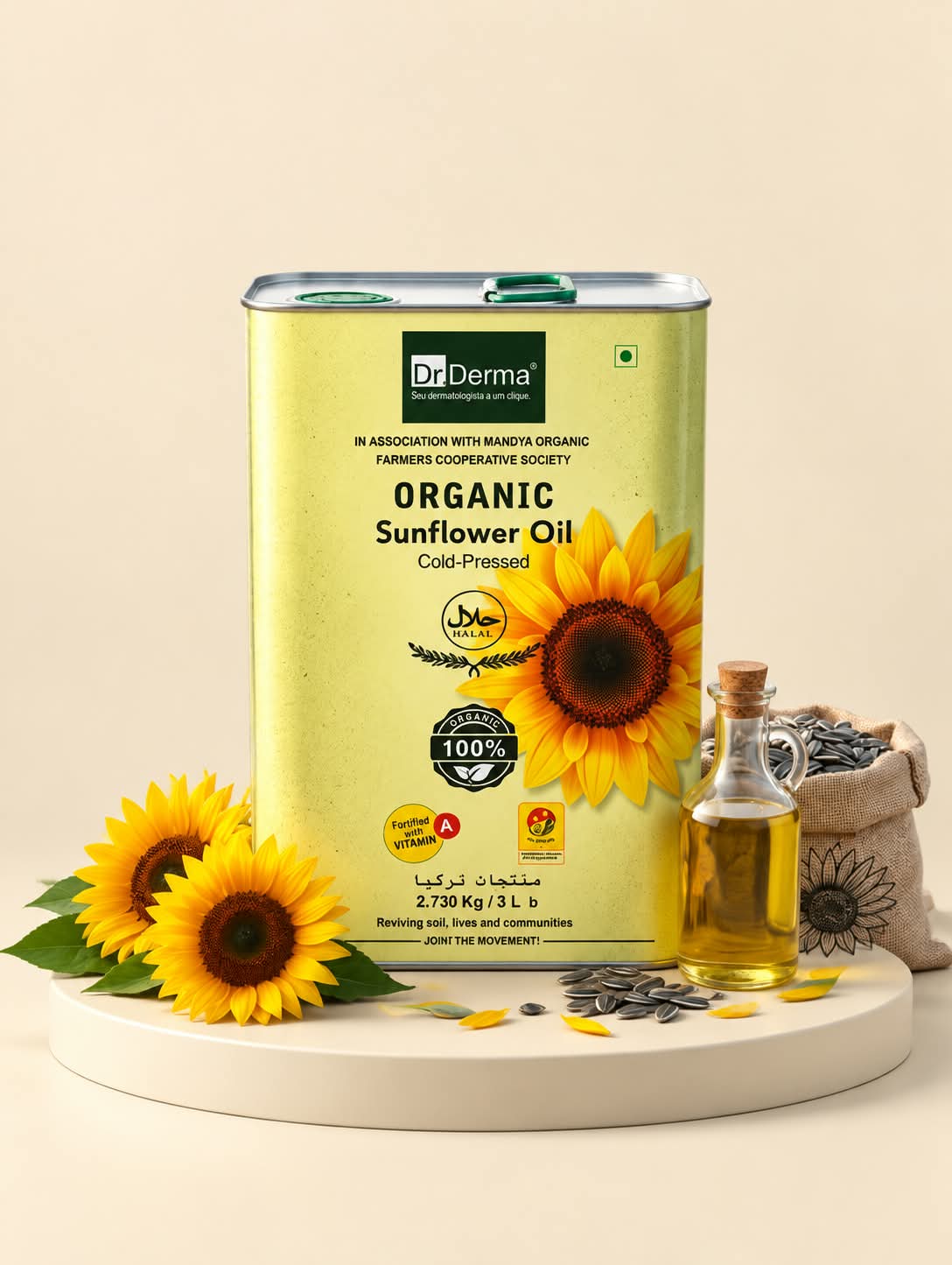 Dr. Derma Organic Sunflower Oil 3 Litre